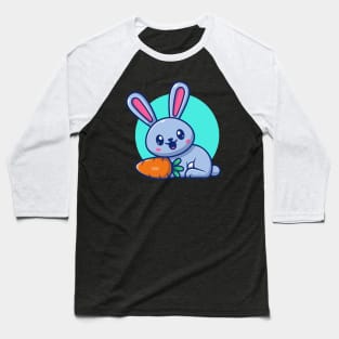 Cute Rabbit With Carrot Cartoon Baseball T-Shirt